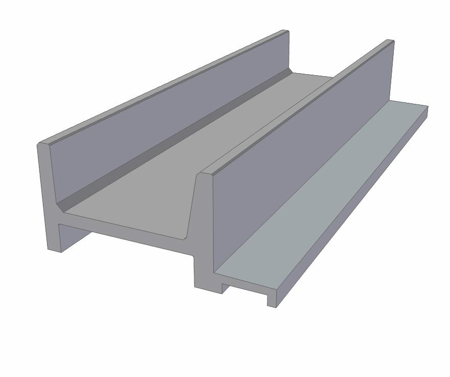 Querschnitt schematisch einer Elementkrippe resultierend in einem grauen H-Profil