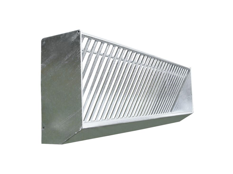 Ein Behandlungs- und Einfangstandstand mit Liegegitter und Schwenkachse, vorne zwei feste schwarze Räder, auf der Hinterseite ein schwarzes Brett