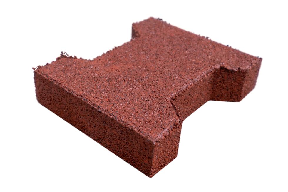 Ineinander verlegte, rote, Komfortex Gummigranulatpflastersteine, H-förmig, Draufsicht